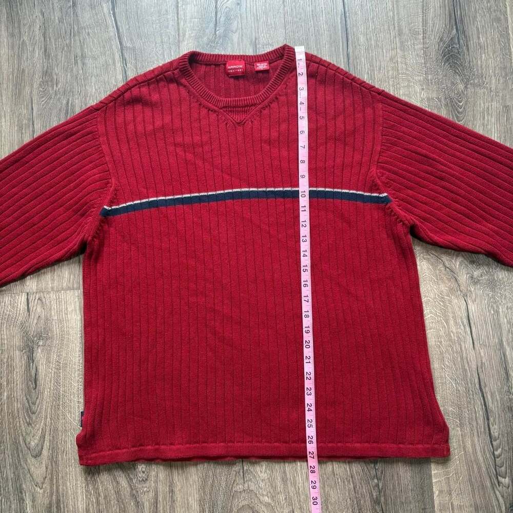 Arrow USA 1851 Ribbed Striped Sweater Red Large - Picture 8 of 8